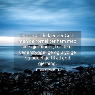 Picture 05 - Titus 1:16 NORSK - De sier at de kjenner Gud; men de fornekter ham - Bible Verse Picture