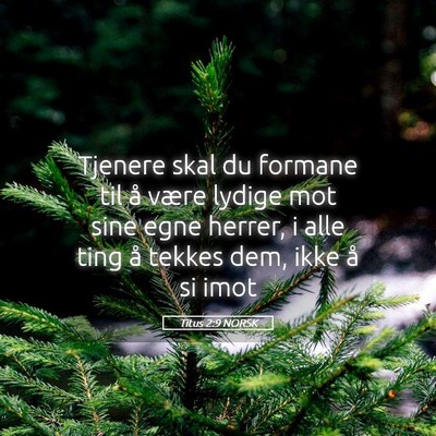 Picture 05 - Titus 2:9 NORSK - Tjenere skal du formane til å være lydige mot - Bible Verse Picture