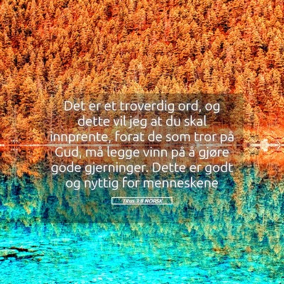 Picture 05 - Titus 3:8 NORSK - Det er et troverdig ord, og dette vil jeg at du - Bible Verse Picture