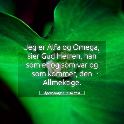Picture 05 - Åpenbaringen 1:8 NORSK - Jeg er Alfa og Omega, sier Gud Herren, han som er - Bible Verse Picture
