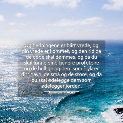 Picture 05 - Åpenbaringen 11:18 NORSK - Og hedningene er blitt vrede, og din vrede er - Bible Verse Picture