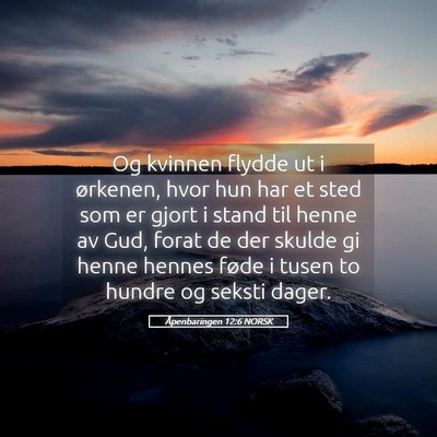 Picture 05 - Åpenbaringen 12:6 NORSK - Og kvinnen flydde ut i ørkenen, hvor hun har et - Bible Verse Picture