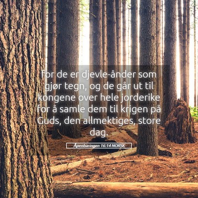 Picture 05 - Åpenbaringen 16:14 NORSK - for de er djevle-ånder som gjør tegn, og de - Bible Verse Picture