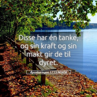 Picture 05 - Åpenbaringen 17:13 NORSK - Disse har én tanke, og sin kraft og sin makt gir - Bible Verse Picture