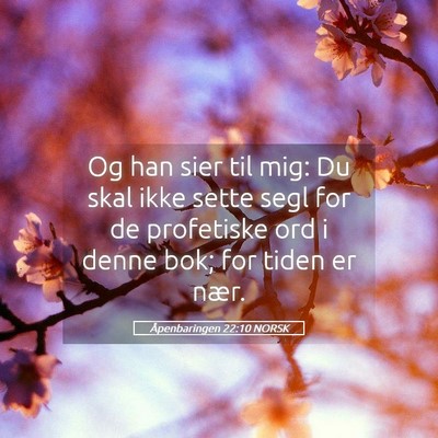 Picture 05 - Åpenbaringen 22:10 NORSK - Og han sier til mig: Du skal ikke sette segl for - Bible Verse Picture