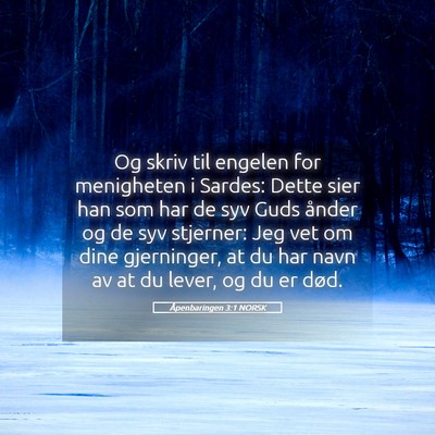 Picture 05 - Åpenbaringen 3:1 NORSK - Og skriv til engelen for menigheten i Sardes: - Bible Verse Picture