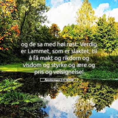 Picture 05 - Åpenbaringen 5:12 NORSK - og de sa med høi røst: Verdig er Lammet, som er - Bible Verse Picture