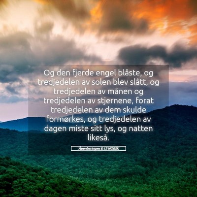Picture 05 - Åpenbaringen 8:12 NORSK - Og den fjerde engel blåste, og tredjedelen av - Bible Verse Picture