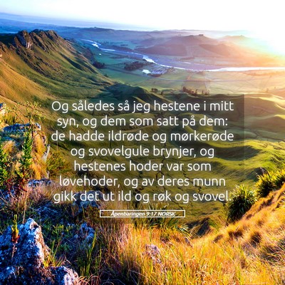 Picture 05 - Åpenbaringen 9:17 NORSK - Og således så jeg hestene i mitt syn, og dem - Bible Verse Picture