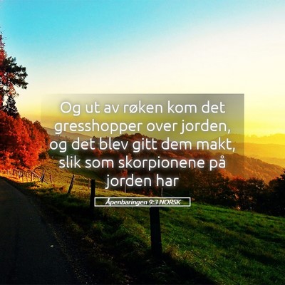 Picture 05 - Åpenbaringen 9:3 NORSK - Og ut av røken kom det gresshopper over jorden, - Bible Verse Picture