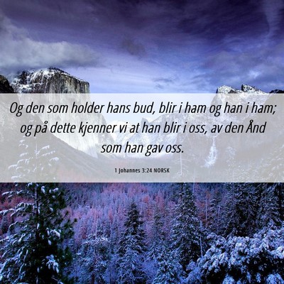 Picture 06 - 1 Johannes 3:24 NORSK - Og den som holder hans bud, blir i ham og han i - Bible Verse Picture