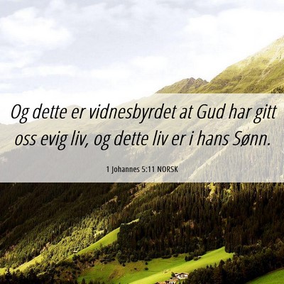 Picture 06 - 1 Johannes 5:11 NORSK - Og dette er vidnesbyrdet at Gud har gitt oss evig - Bible Verse Picture