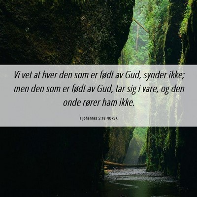 Picture 06 - 1 Johannes 5:18 NORSK - Vi vet at hver den som er født av Gud, synder - Bible Verse Picture