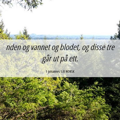 Picture 06 - 1 Johannes 5:8 NORSK - nden og vannet og blodet, og disse tre går ut - Bible Verse Picture
