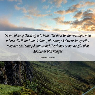 Picture 06 - 1 Kongebok 1:13 NORSK - Gå inn til kong David og si til ham: Har du - Bible Verse Picture