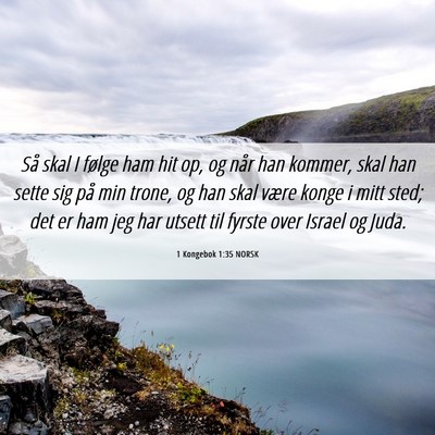 Picture 06 - 1 Kongebok 1:35 NORSK - Så skal I følge ham hit op, og når han kommer, - Bible Verse Picture