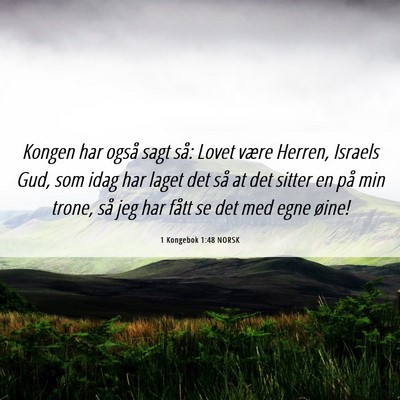 Picture 06 - 1 Kongebok 1:48 NORSK - Kongen har også sagt så: Lovet være Herren, - Bible Verse Picture