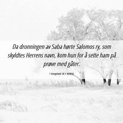 Picture 06 - 1 Kongebok 10:1 NORSK - Da dronningen av Saba hørte Salomos ry, som - Bible Verse Picture