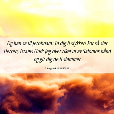 Picture 06 - 1 Kongebok 11:31 NORSK - Og han sa til Jeroboam: Ta dig ti stykker! For - Bible Verse Picture