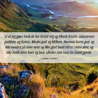 Picture 06 - 1 Kongebok 11:33 NORSK - Så vil jeg gjøre fordi de har forlatt mig og - Bible Verse Picture