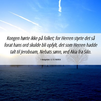 Picture 06 - 1 Kongebok 12:15 NORSK - Kongen hørte ikke på folket; for Herren styrte - Bible Verse Picture