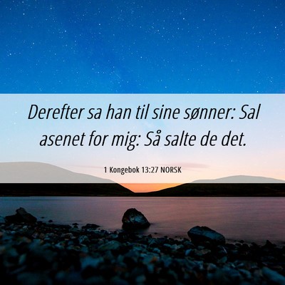 Picture 06 - 1 Kongebok 13:27 NORSK - Derefter sa han til sine sønner: Sal asenet for - Bible Verse Picture