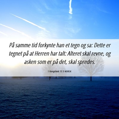 Picture 06 - 1 Kongebok 13:3 NORSK - På samme tid forkynte han et tegn og sa: Dette - Bible Verse Picture