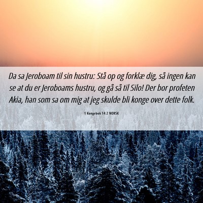 Picture 06 - 1 Kongebok 14:2 NORSK - Da sa Jeroboam til sin hustru: Stå op og forklæ - Bible Verse Picture