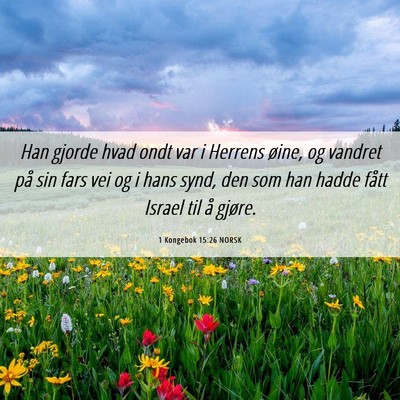 Picture 06 - 1 Kongebok 15:26 NORSK - Han gjorde hvad ondt var i Herrens øine, og - Bible Verse Picture