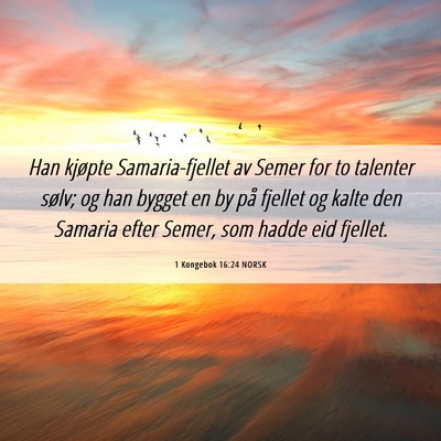 Picture 06 - 1 Kongebok 16:24 NORSK - Han kjøpte Samaria-fjellet av Semer for to - Bible Verse Picture