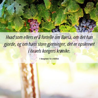 Picture 06 - 1 Kongebok 16:5 NORSK - Hvad som ellers er å fortelle om Baesa, om det - Bible Verse Picture