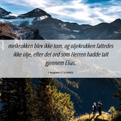 Picture 06 - 1 Kongebok 17:16 NORSK - melkrukken blev ikke tom, og oljekrukken fattedes - Bible Verse Picture