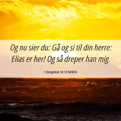 Picture 06 - 1 Kongebok 18:14 NORSK - Og nu sier du: Gå og si til din herre: Elias er - Bible Verse Picture