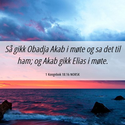 Picture 06 - 1 Kongebok 18:16 NORSK - Så gikk Obadja Akab i møte og sa det til ham; - Bible Verse Picture