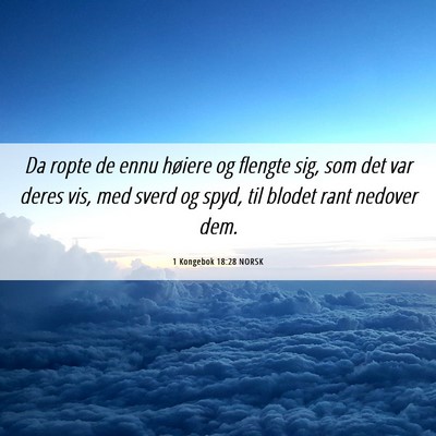 Picture 06 - 1 Kongebok 18:28 NORSK - Da ropte de ennu høiere og flengte sig, som det - Bible Verse Picture