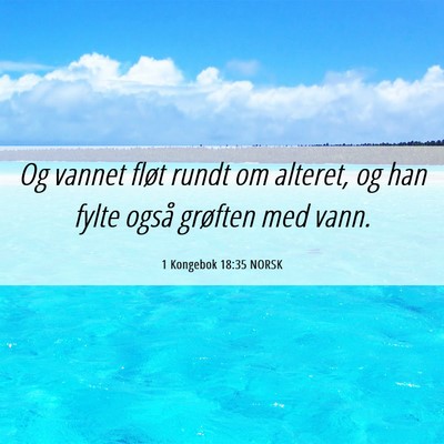 Picture 06 - 1 Kongebok 18:35 NORSK - Og vannet fløt rundt om alteret, og han fylte - Bible Verse Picture