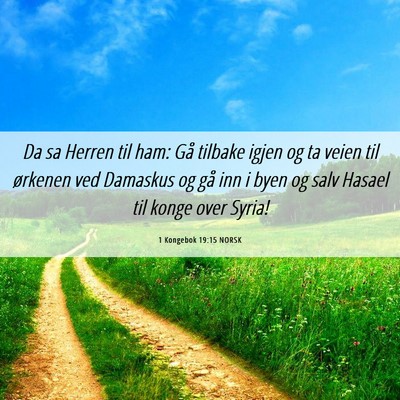 Picture 06 - 1 Kongebok 19:15 NORSK - Da sa Herren til ham: Gå tilbake igjen og ta - Bible Verse Picture