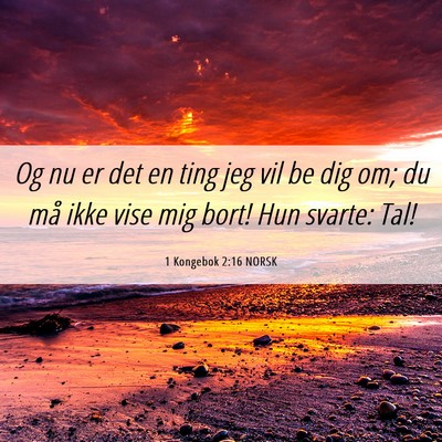 Picture 06 - 1 Kongebok 2:16 NORSK - Og nu er det en ting jeg vil be dig om; du må - Bible Verse Picture