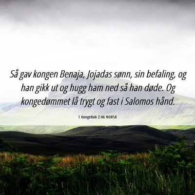 Picture 06 - 1 Kongebok 2:46 NORSK - Så gav kongen Benaja, Jojadas sønn, sin - Bible Verse Picture