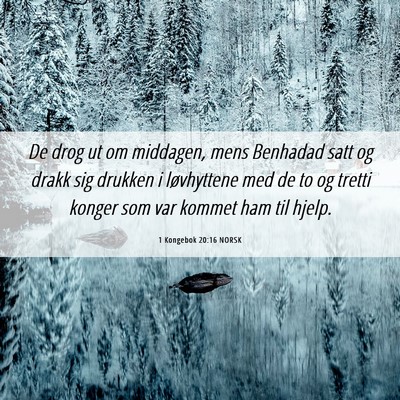 Picture 06 - 1 Kongebok 20:16 NORSK - De drog ut om middagen, mens Benhadad satt og - Bible Verse Picture