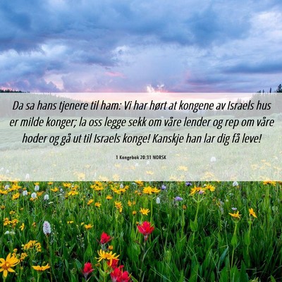 Picture 06 - 1 Kongebok 20:31 NORSK - Da sa hans tjenere til ham: Vi har hørt at - Bible Verse Picture
