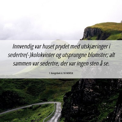 Picture 06 - 1 Kongebok 6:18 NORSK - Innvendig var huset prydet med utskjæringer i - Bible Verse Picture