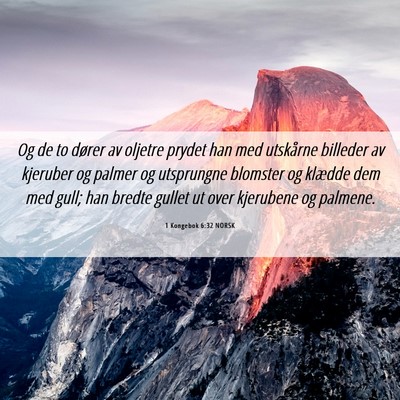 Picture 06 - 1 Kongebok 6:32 NORSK - Og de to dører av oljetre prydet han med - Bible Verse Picture