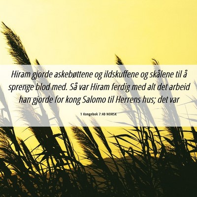 Picture 06 - 1 Kongebok 7:40 NORSK - Hiram gjorde askebøttene og ildskuffene og - Bible Verse Picture