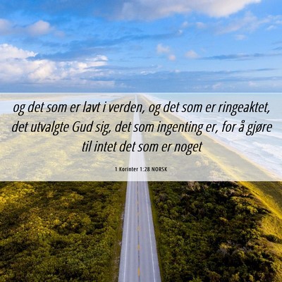 Picture 06 - 1 Korinter 1:28 NORSK - og det som er lavt i verden, og det som er - Bible Verse Picture