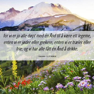 Picture 06 - 1 Korinter 12:13 NORSK - for vi er jo alle døpt med én Ånd til å være - Bible Verse Picture