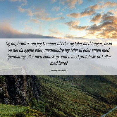 Picture 06 - 1 Korinter 14:6 NORSK - Og nu, brødre, om jeg kommer til eder og taler - Bible Verse Picture