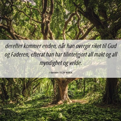 Picture 06 - 1 Korinter 15:24 NORSK - derefter kommer enden, når han overgir riket til - Bible Verse Picture
