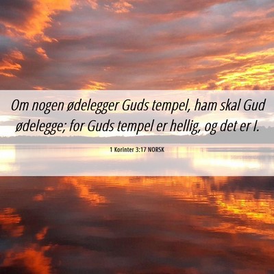 Picture 06 - 1 Korinter 3:17 NORSK - Om nogen ødelegger Guds tempel, ham skal Gud - Bible Verse Picture