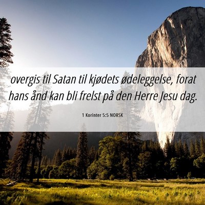Picture 06 - 1 Korinter 5:5 NORSK - overgis til Satan til kjødets ødeleggelse, - Bible Verse Picture
